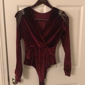 Red velvet body suit